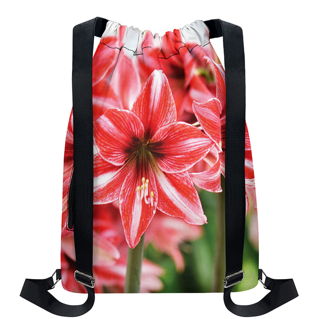 Amaryllis Flower Print Drawstring Backpack