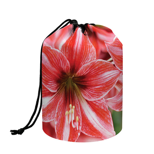 Amaryllis Flower Print Drawstring Makeup Bag