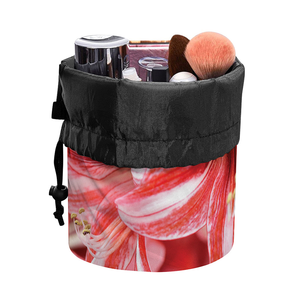 Amaryllis Flower Print Drawstring Makeup Bag