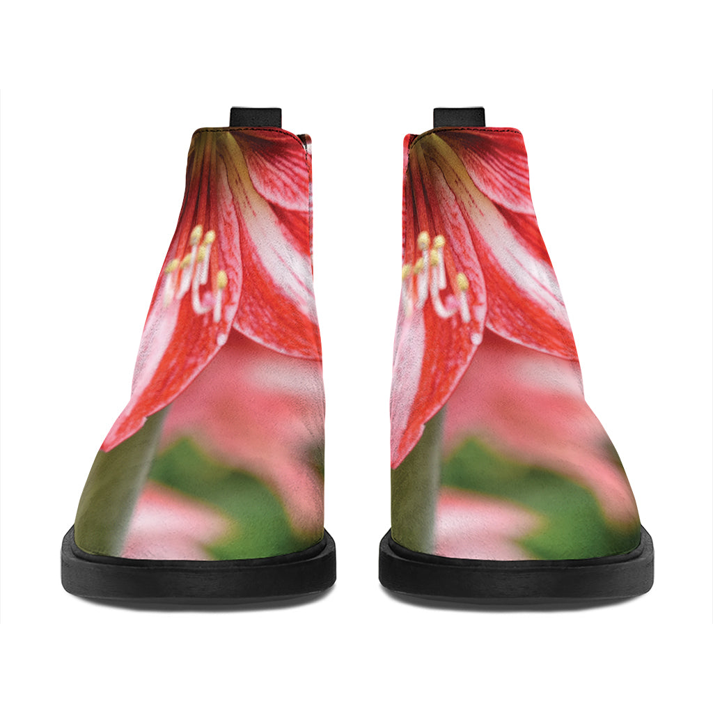 Amaryllis Flower Print Flat Ankle Boots