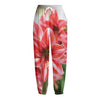 Amaryllis Flower Print Fleece Lined Knit Pants