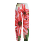 Amaryllis Flower Print Fleece Lined Knit Pants