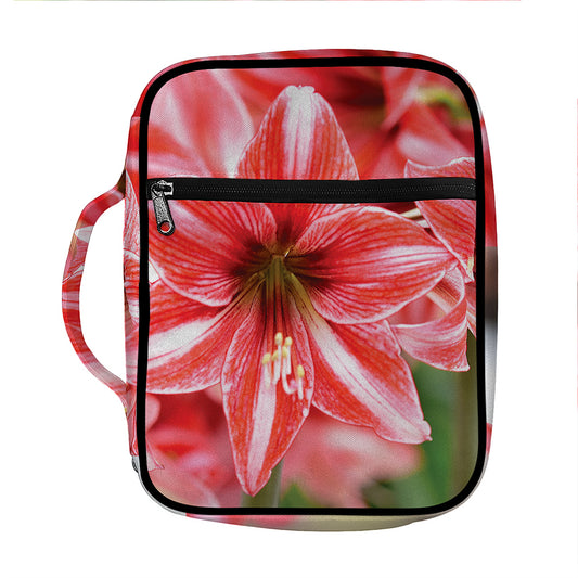 Amaryllis Flower Print Front Pocket Bible Bag