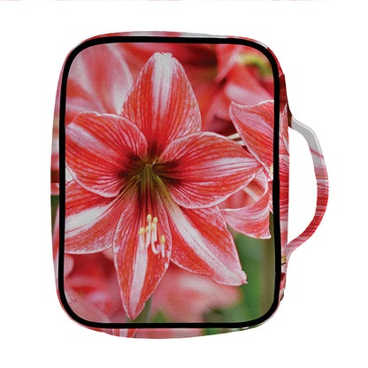 Amaryllis Flower Print Front Pocket Bible Bag