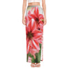 Amaryllis Flower Print High Slit Maxi Skirt