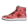 Amaryllis Flower Print High Top Leather Sneakers