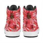 Amaryllis Flower Print High Top Leather Sneakers