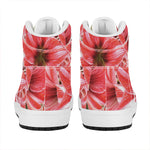 Amaryllis Flower Print High Top Leather Sneakers