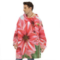 Amaryllis Flower Print Hoodie Blanket