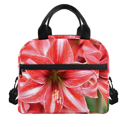 Amaryllis Flower Print Insulated Lunch Bag