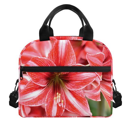 Amaryllis Flower Print Insulated Lunch Bag