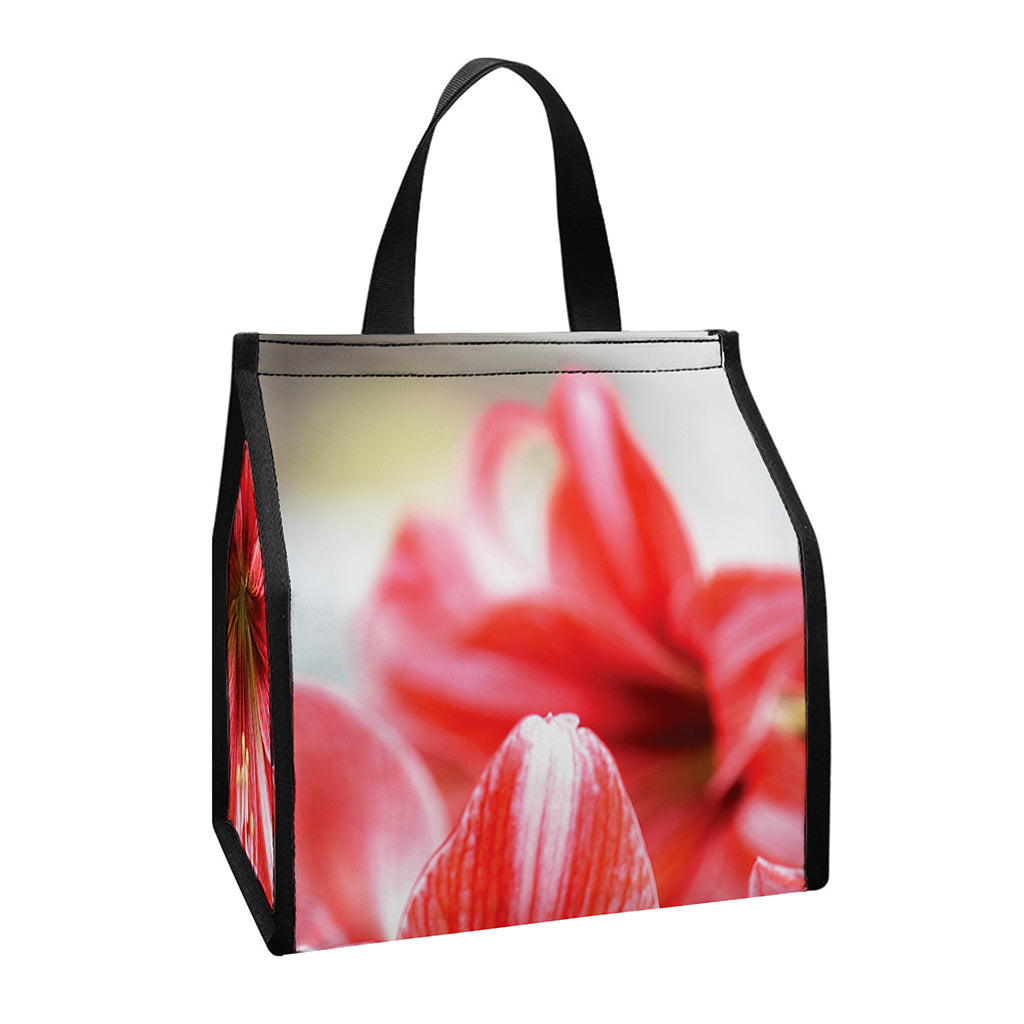 Amaryllis Flower Print Insulated Lunch Tote
