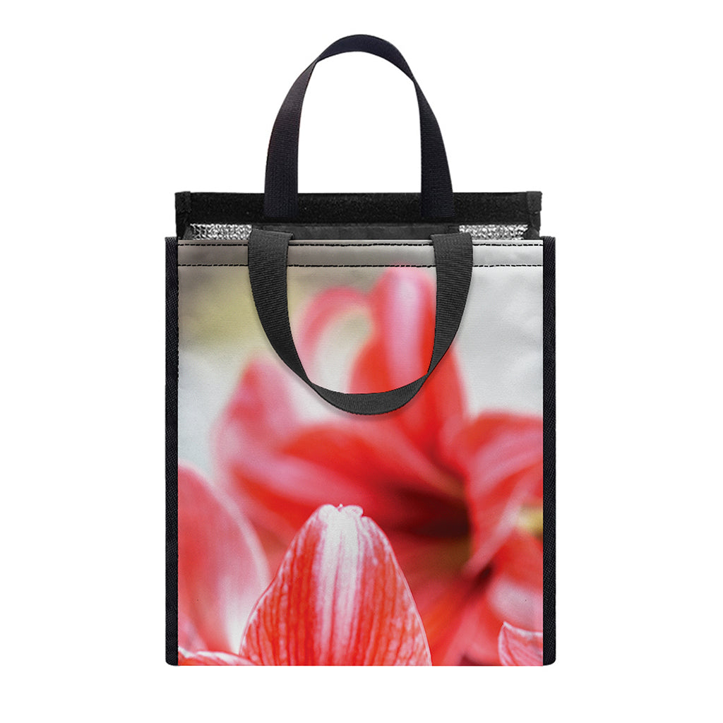 Amaryllis Flower Print Insulated Lunch Tote