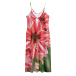 Amaryllis Flower Print Jersey Midi Cami Dress