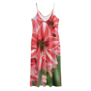 Amaryllis Flower Print Jersey Midi Cami Dress