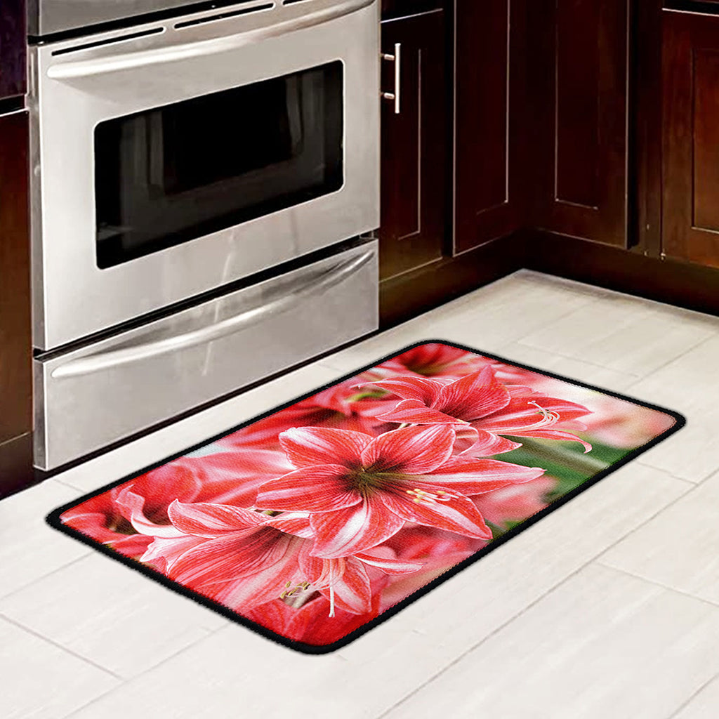 Amaryllis Flower Print Kitchen Mat