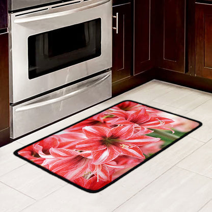 Amaryllis Flower Print Kitchen Mat