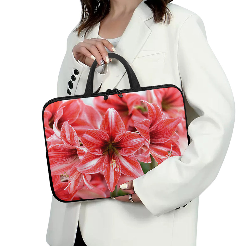 Amaryllis Flower Print Laptop Sleeve With Handle