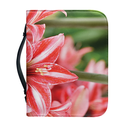 Amaryllis Flower Print Leather Bible Cover