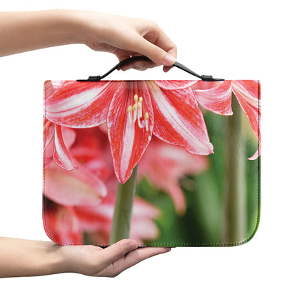 Amaryllis Flower Print Leather Bible Cover