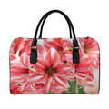 Amaryllis Flower Print Leather Duffel Bag