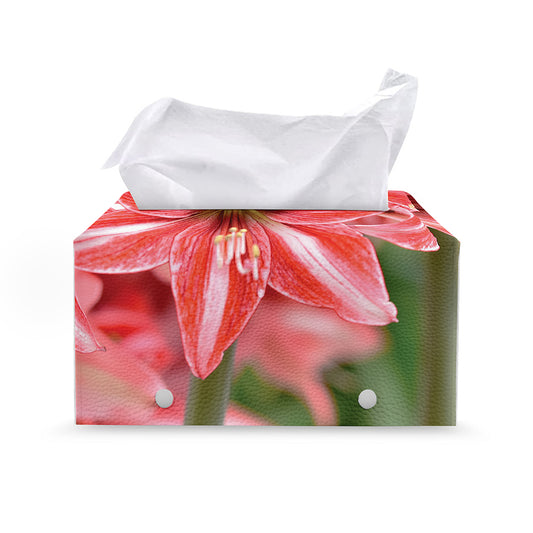 Amaryllis Flower Print Leather Tissue Box Cover
