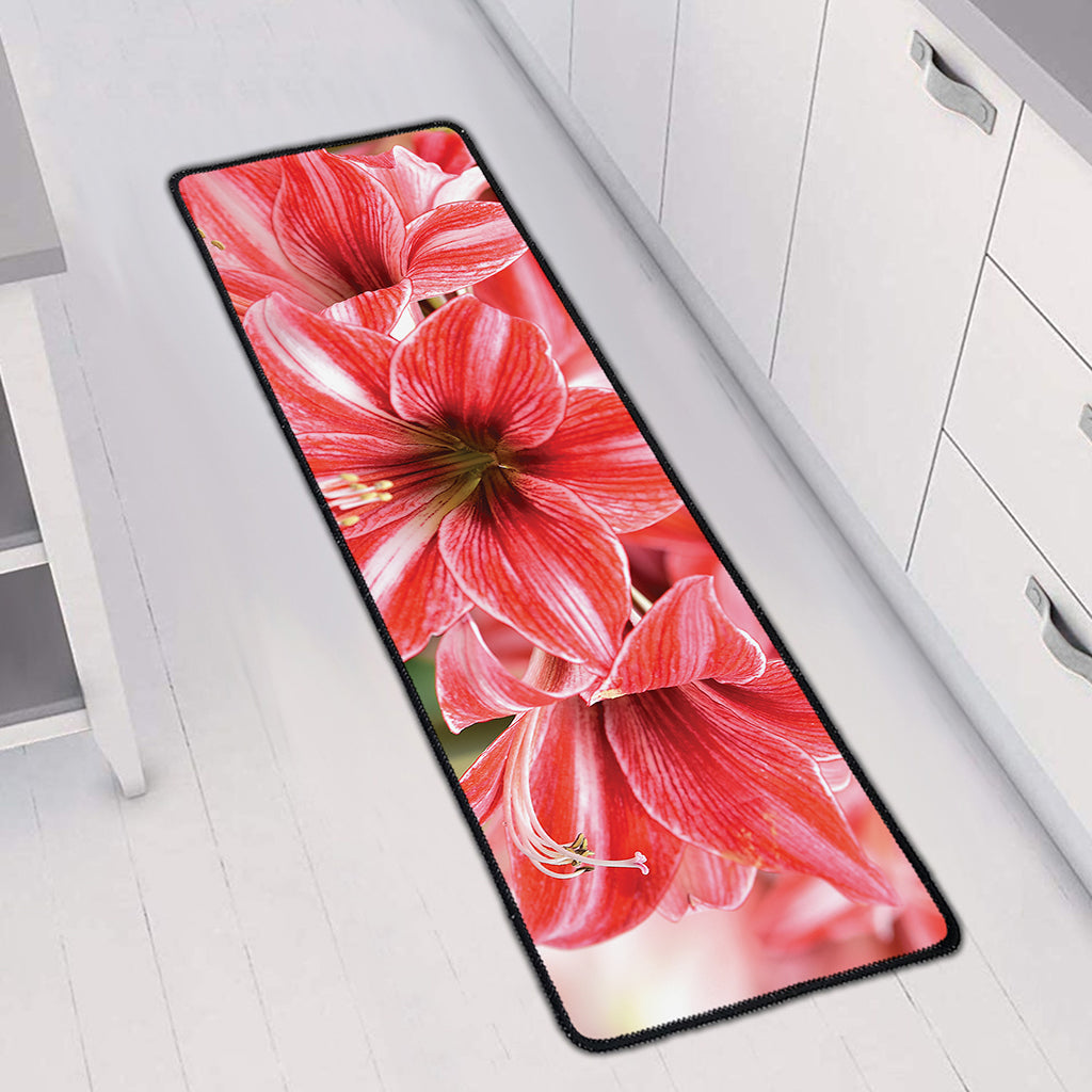 Amaryllis Flower Print Long Kitchen Mat