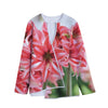 Amaryllis Flower Print Long Sleeve Short Coat