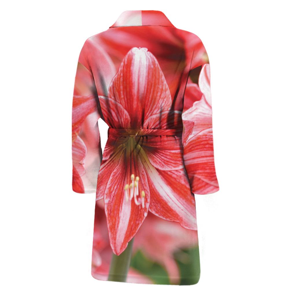 Amaryllis Flower Print Men's Bathrobe