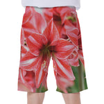 Amaryllis Flower Print Men's Beach Shorts