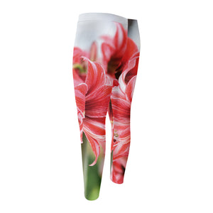 Amaryllis Flower Print Men's Compression Pants