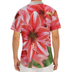 Amaryllis Flower Print Men's Deep V-Neck Shirt