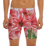 Amaryllis Flower Print Men's Long Boxer Briefs