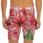 Amaryllis Flower Print Men's Long Boxer Briefs