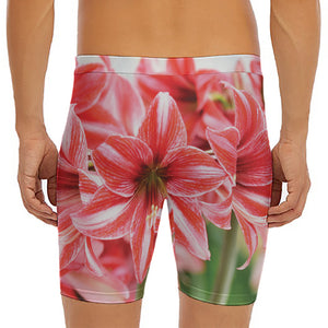 Amaryllis Flower Print Men's Long Boxer Briefs