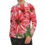Amaryllis Flower Print Men's Long Sleeve Rash Guard