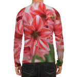 Amaryllis Flower Print Men's Long Sleeve Rash Guard