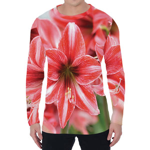 Amaryllis Flower Print Men's Long Sleeve T-Shirt