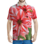 Amaryllis Flower Print Men's Polo Shirt