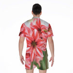 Amaryllis Flower Print Men's Rompers