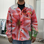 Amaryllis Flower Print Men's Shirt Jacket