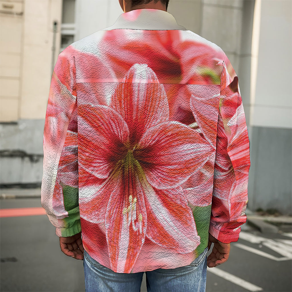 Amaryllis Flower Print Men's Shirt Jacket