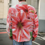 Amaryllis Flower Print Men's Shirt Jacket