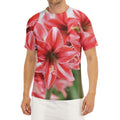Amaryllis Flower Print Men's Short Sleeve Rash Guard