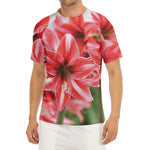 Amaryllis Flower Print Men's Short Sleeve Rash Guard
