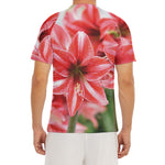 Amaryllis Flower Print Men's Short Sleeve Rash Guard