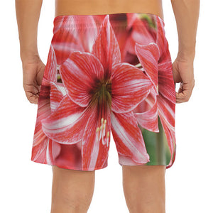 Amaryllis Flower Print Men's Split Running Shorts