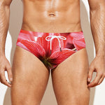 Amaryllis Flower Print Men's Swim Briefs