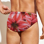 Amaryllis Flower Print Men's Swim Briefs