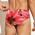 Amaryllis Flower Print Men's Swim Briefs